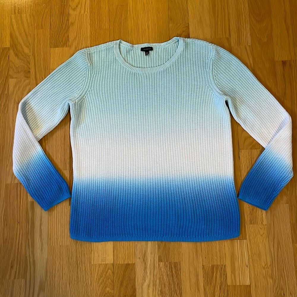 Talbots Scoop Neck Long Sleeve Color-block Ombre Knit Sweater Medium